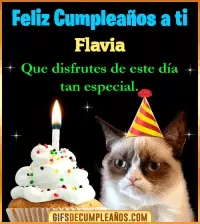 Gato meme Feliz Cumpleaños Flavia